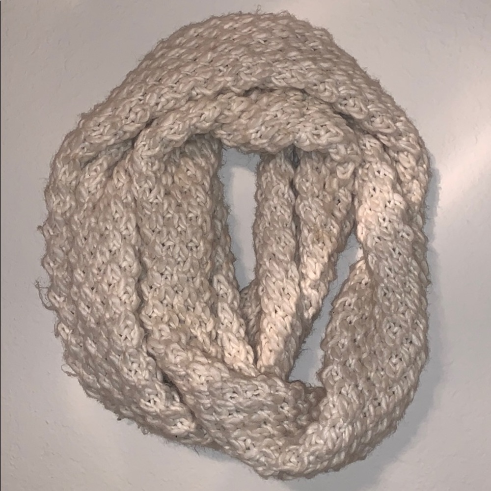 Cream Knitted Infinity Scarf